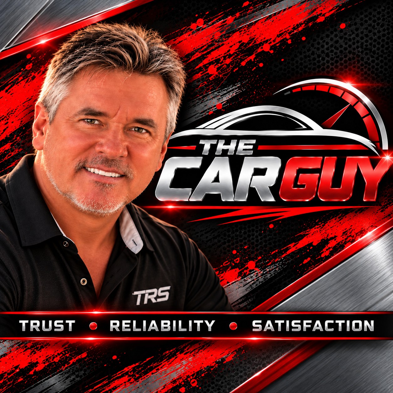 The Car Guy Toby Stone official red paint streaks and chrome branding
